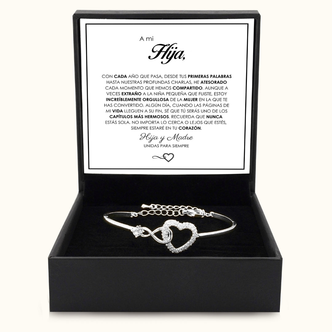💖 El Abrazo Que Ella Lleva Puesto | Pulsera Infinito-Corazón "A Mi Hija" 💖