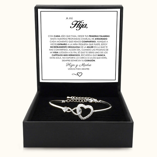 💖 El Abrazo Que Ella Lleva Puesto | Pulsera Infinito-Corazón "A Mi Hija" 💖