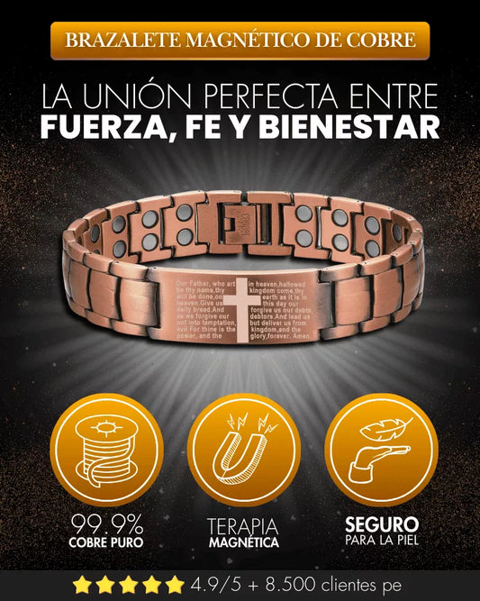 Brazalete Magnético de Cobre: La Unión Perfecta Entre Fuerza, Fe y Bienestar